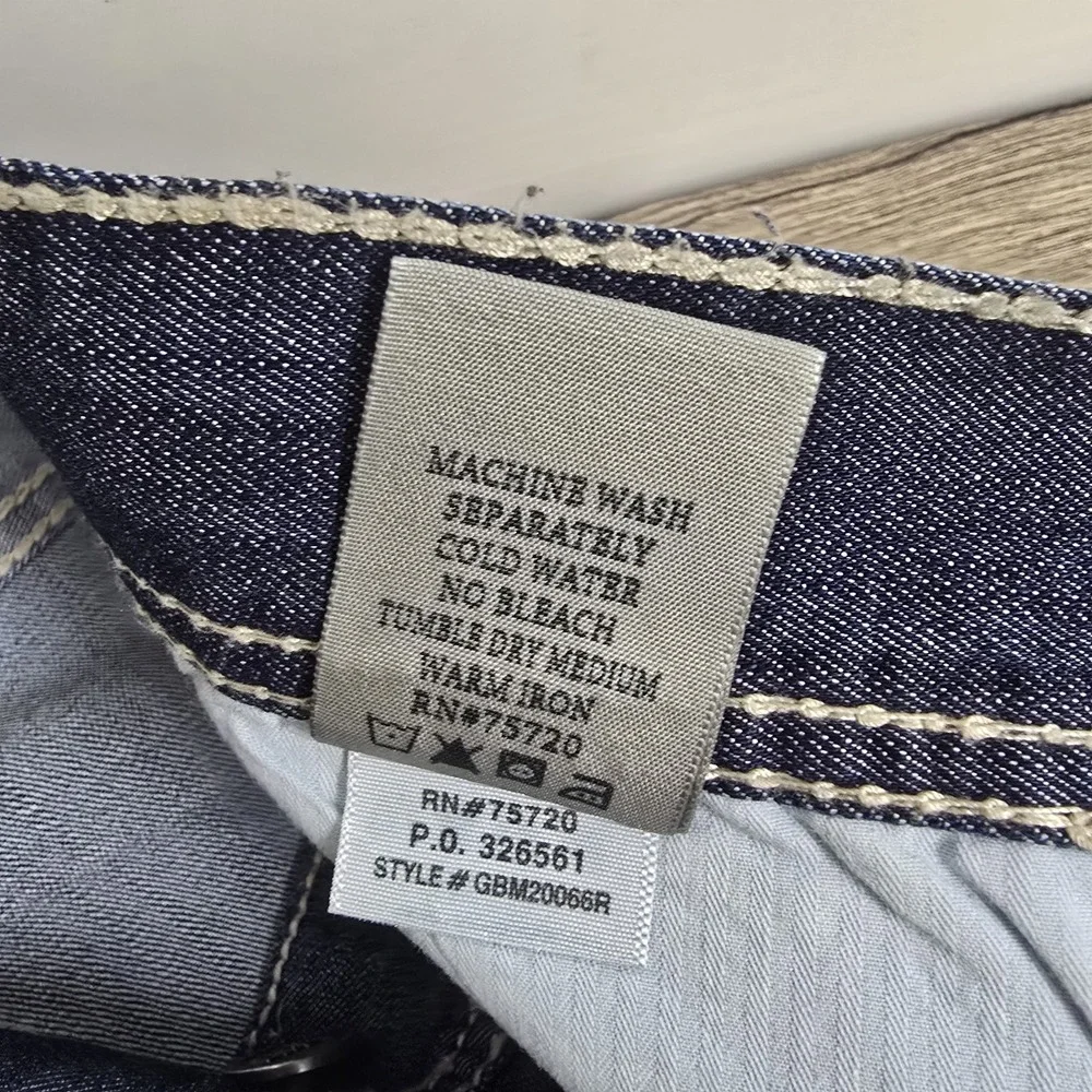 BKE Buckle Carter Straight Jeans Size 31 R   Mens Blue Denim Cotton Thick Stitch